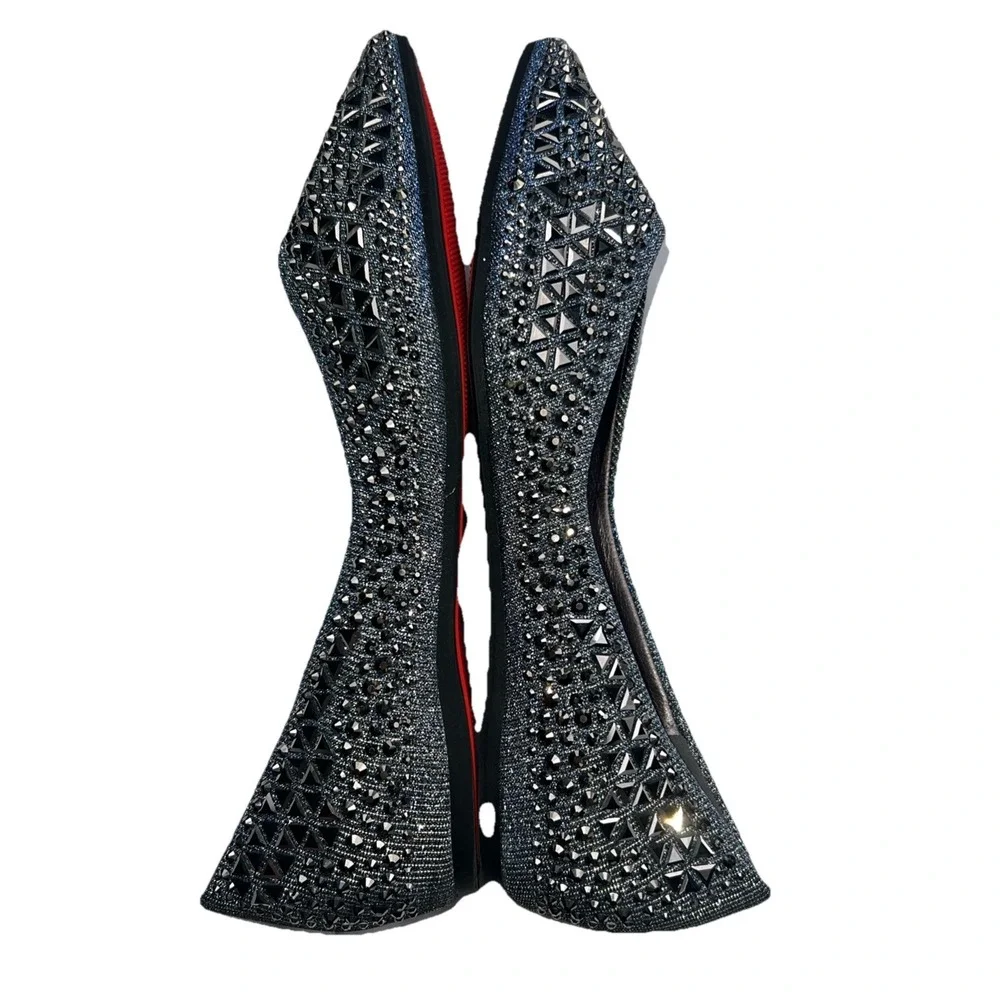 Rivets Flats Pointed Toe Glitter Beading Ballerian Shoes Shallow Mouth Sequined
